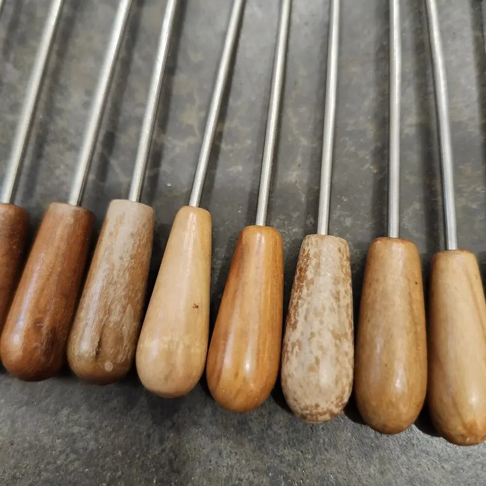 Vintage 14pc Wooden Cheese Fondue Appetizer Forks Hors D'oeuvre Pick Charcuterie